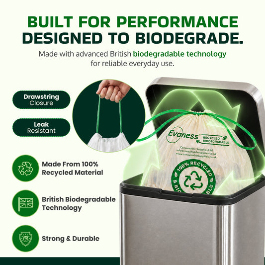Evaness Biodegradable Drawstring Swing Bin Bags 50L/60L x 20 Bags x 40 Rolls – WHOLESALE
