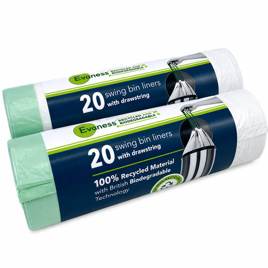 Evaness Recycled Drawstring Swing Bin Bags 50L/60L – 40 Pack