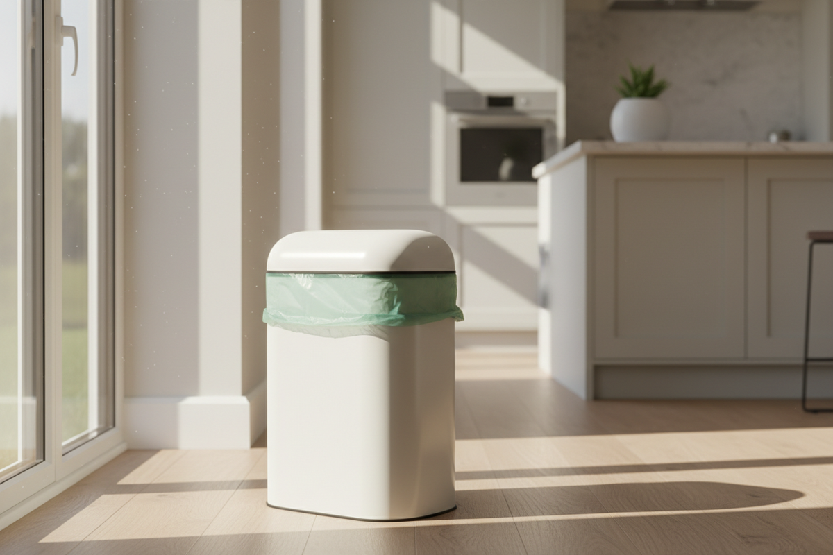 Kitchen with biodegradable bin bag