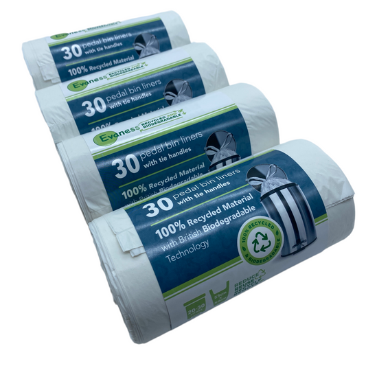 Evaness 100% Recycled Material & Biodegradable Bin Bags with Tie Handles | 20-30 litres x 120 Bags – £13.99